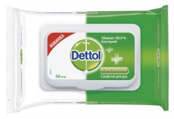 Салфетки для рук, Dettol (Деттол) №50 антибактериальные +Бонус 10 штук