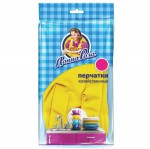 Перчатки хозяйственные, р. M8 1 шт Донна Роза латексные с хлопковым напылением пара