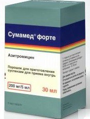 Сумамед форте, пор. д/сусп. д/приема внутрь 200 мг/5 мл 29.295 г 30 мл №1