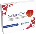 Кардевит АС, таблетки покрытые оболочкой пленочной 75 мг+15.2 мг 100 шт